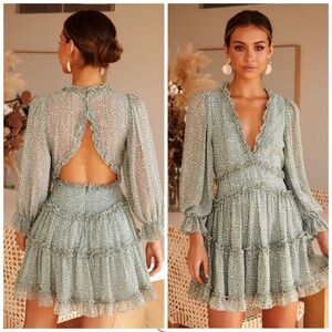 Boho Summer Deep V Neck Short Sleeve Mini Beach Floral Ruffle Dress